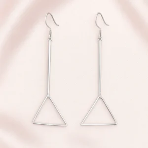 Silver Triangle Dangle Earrings
